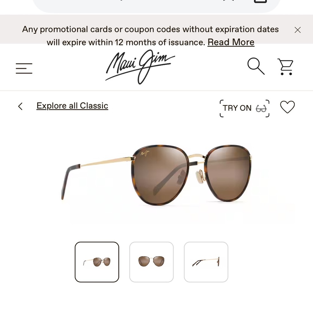 Never Worn!  Maui Jim Tortoise and Gold Sunglasses